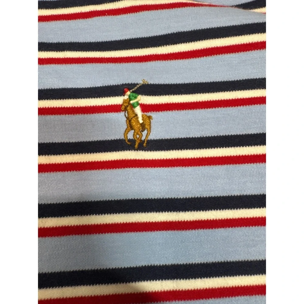 Polo Ralph Lauren Mens XXL Pima Soft Touch Striped Polo Shirt Blue Red Navy